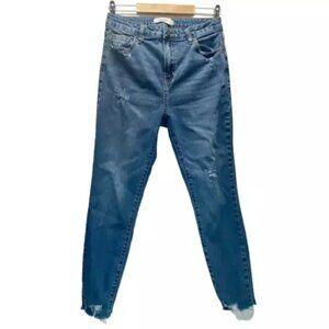 Carly Jean Los Angeles Drew Blue Distressed Fray Denim Jeans Junior Size 7 GUC